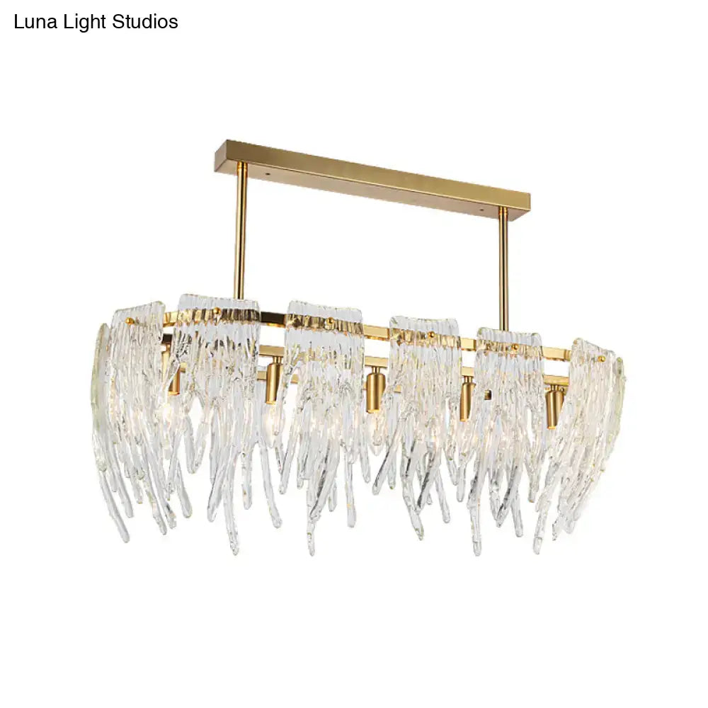 Postmodern gold crystal island pendant light for dining room