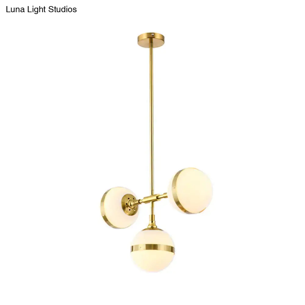 Postmodern gold branch pendant light with white ball glass dining room