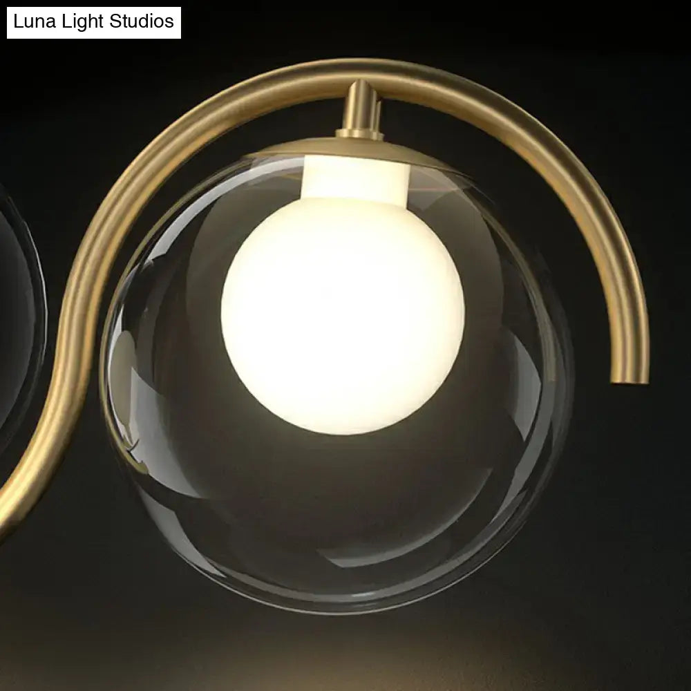 Modern brass glass shade hanging lamp for kitchen island