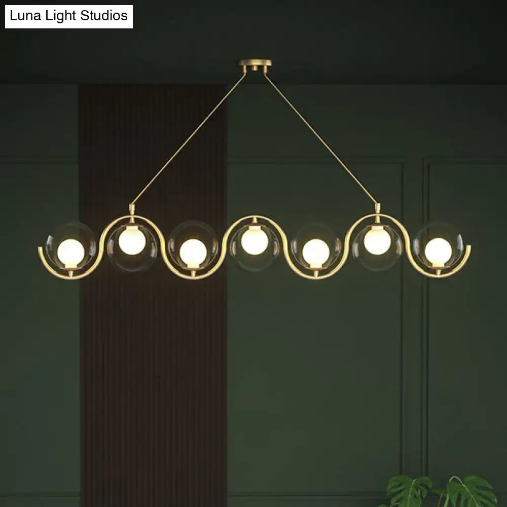 Modern brass glass shade hanging lamp for kitchen island