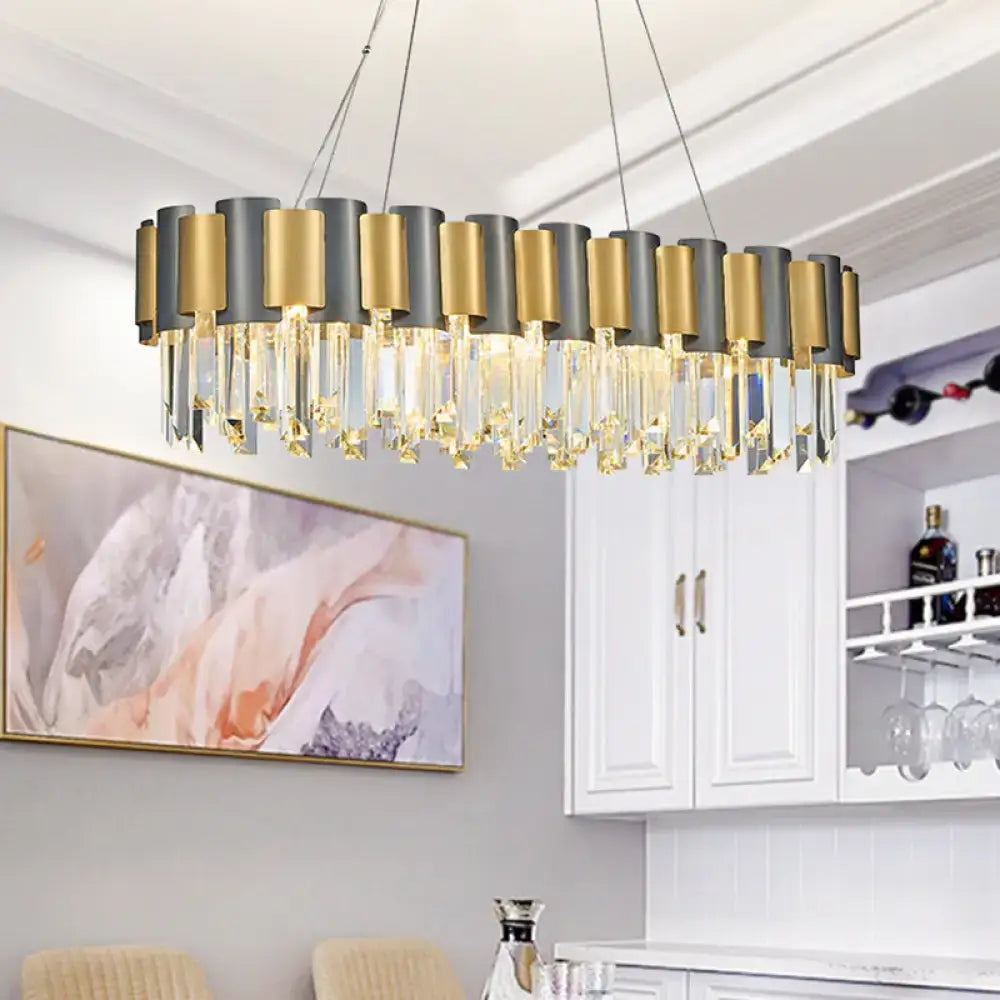Postmodern black & gold crystal linear chandelier dining room light