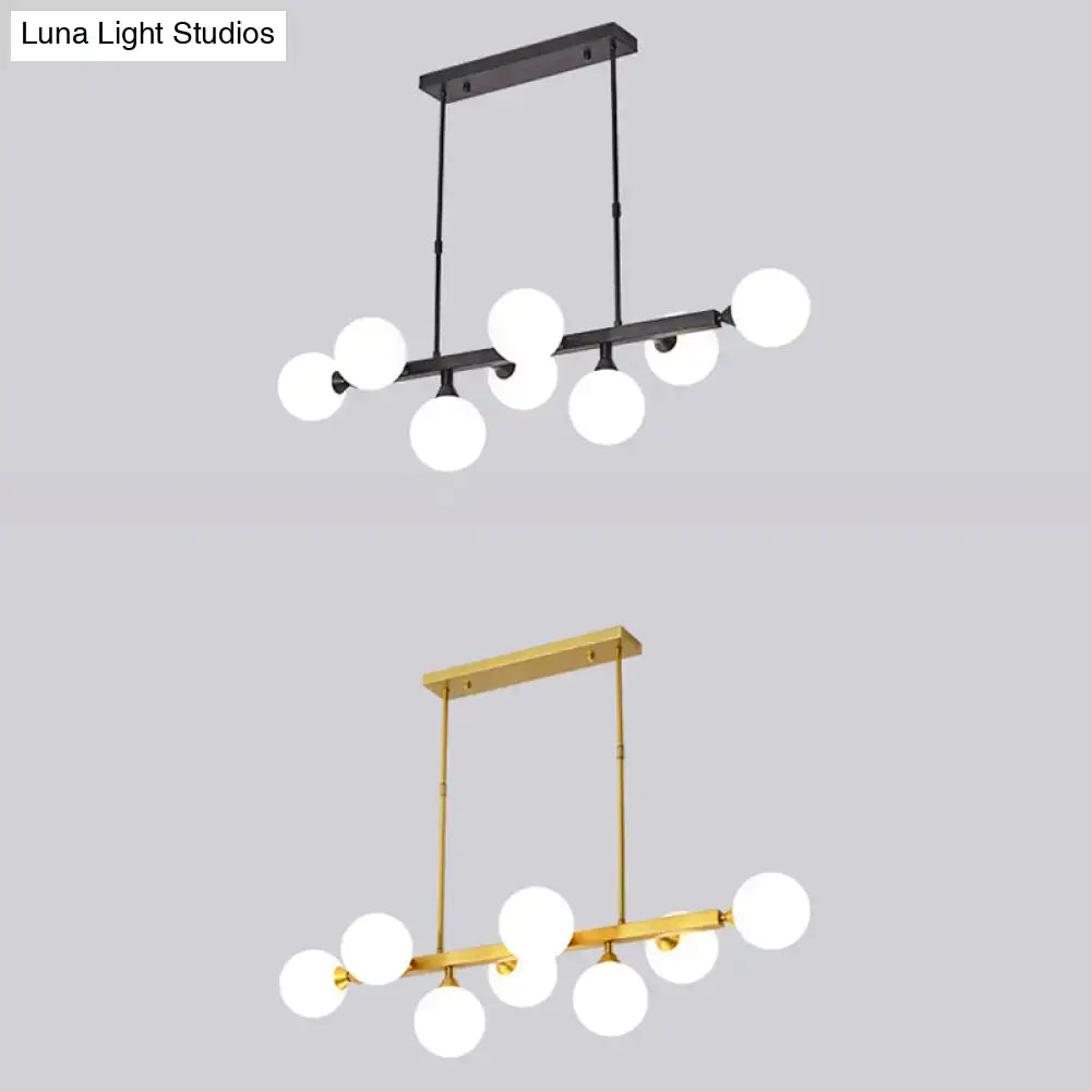 Postmodern black opaline glass molecular island light dining room