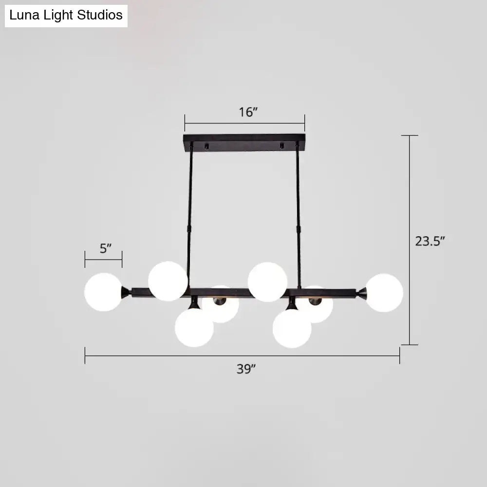 Postmodern black opaline glass molecular island light dining room