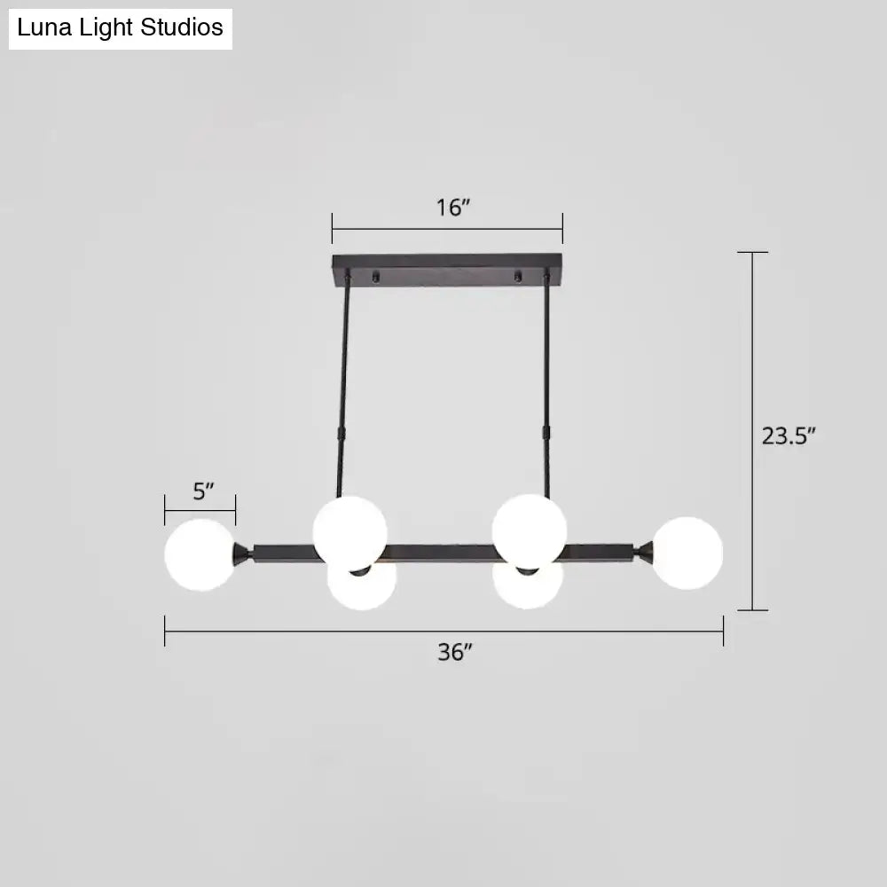 Postmodern black opaline glass molecular island light dining room