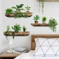 Rustic wooden shelf potted plant wall decals living room decoration