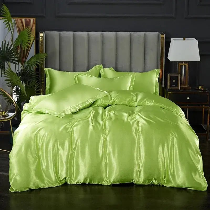 Luxury red satin bedding set – bedroom glossy duvet cover
