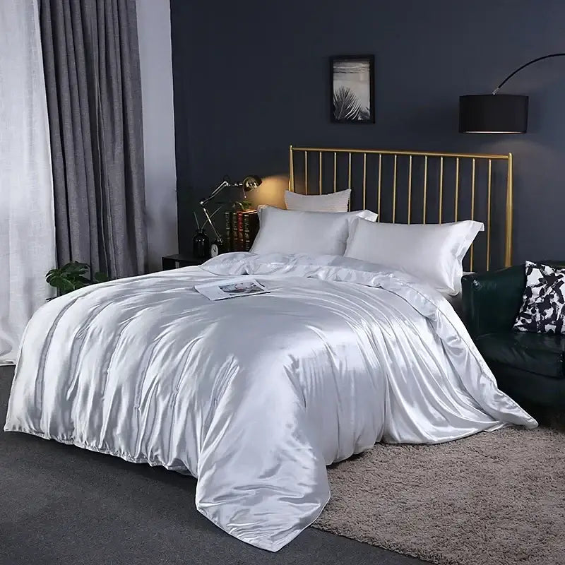 Luxury red satin bedding set – bedroom glossy duvet cover