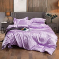 Glossy lavender satin bed sheet set with duvet cover – bedroom