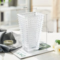 Geometric ribbed clear & dark gray crystal glass vase living room decor