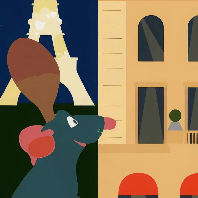 Minimalist ratatouille cartoon art print set of 4 kitchen decor