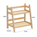 Boho light wood rattan 2-tier desktop organizer shelf bedroom storage