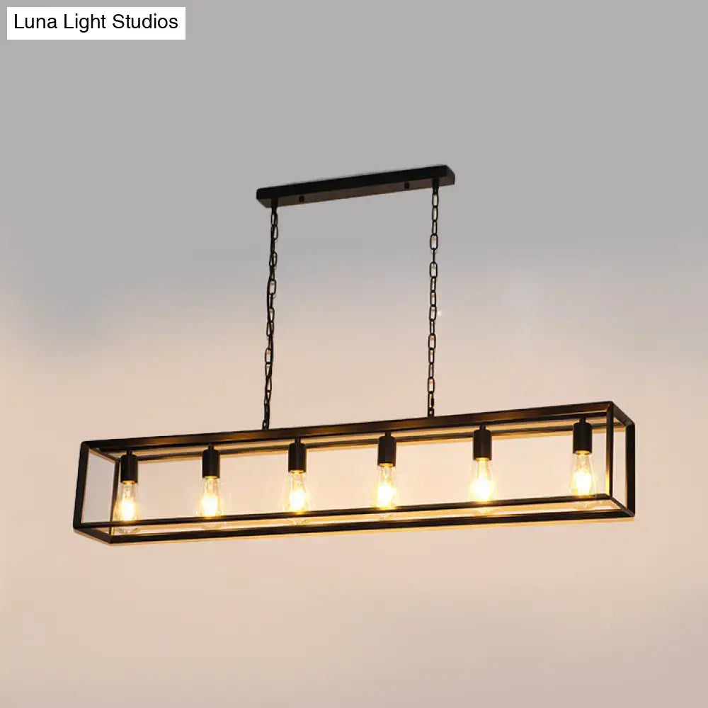 Industrial black & brass dining room decorbites rectangle island light