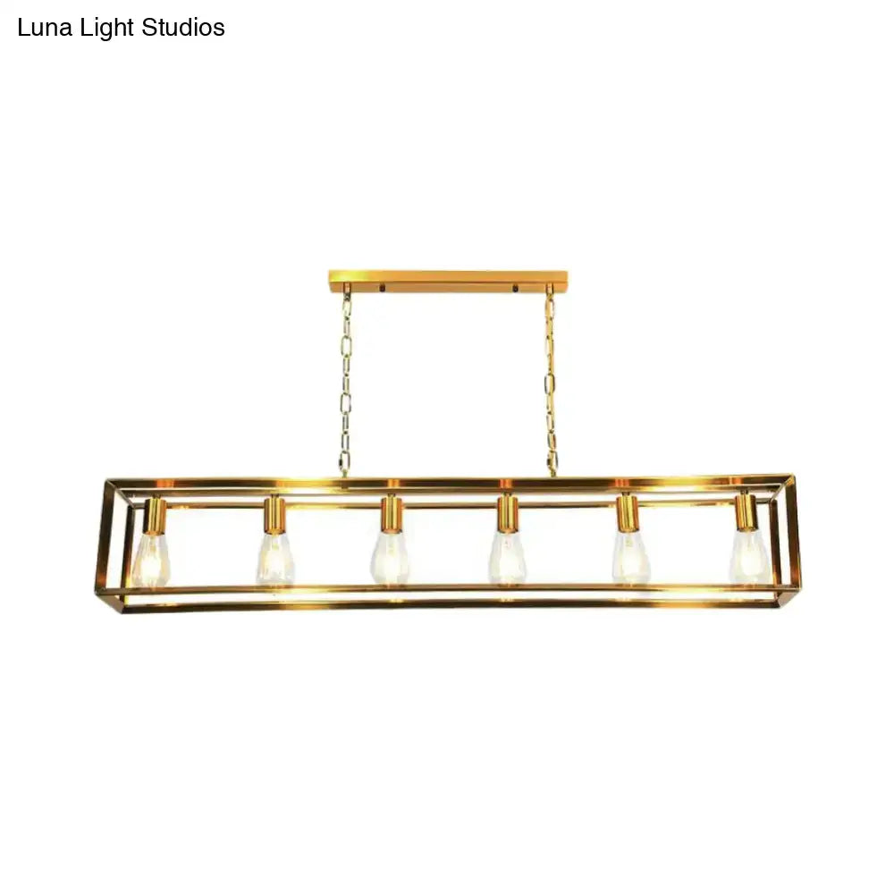 Industrial black & brass dining room decorbites rectangle island light