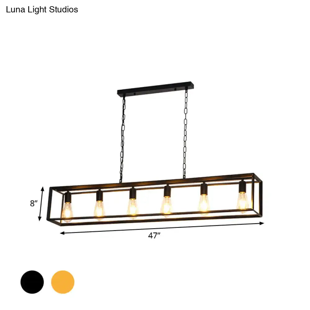 Industrial black & brass dining room decorbites rectangle island light