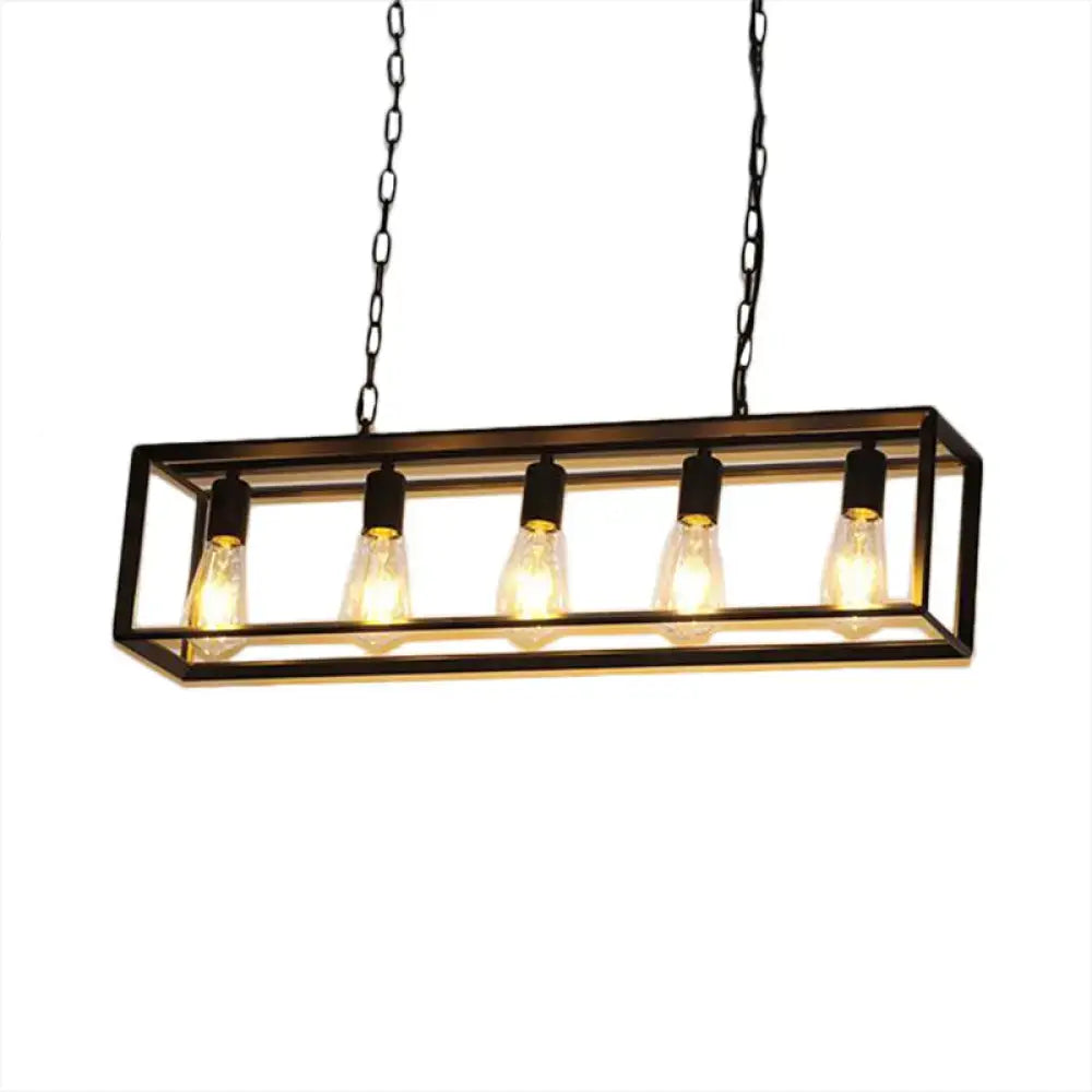 Industrial black & brass dining room decorbites rectangle island light