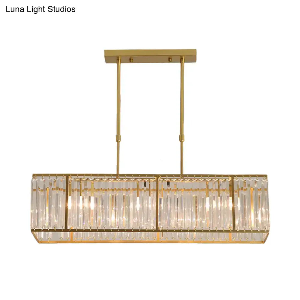 Traditional black metal and clear crystal island pendant light dining room