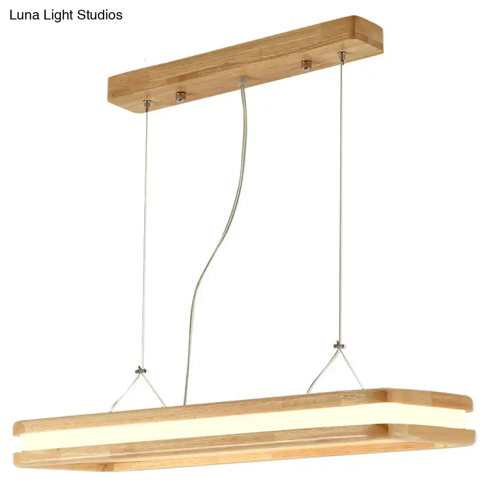 Modern wood rectangular led pendant light dining room warm white