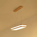 Modern wood rectangular led pendant light dining room warm white