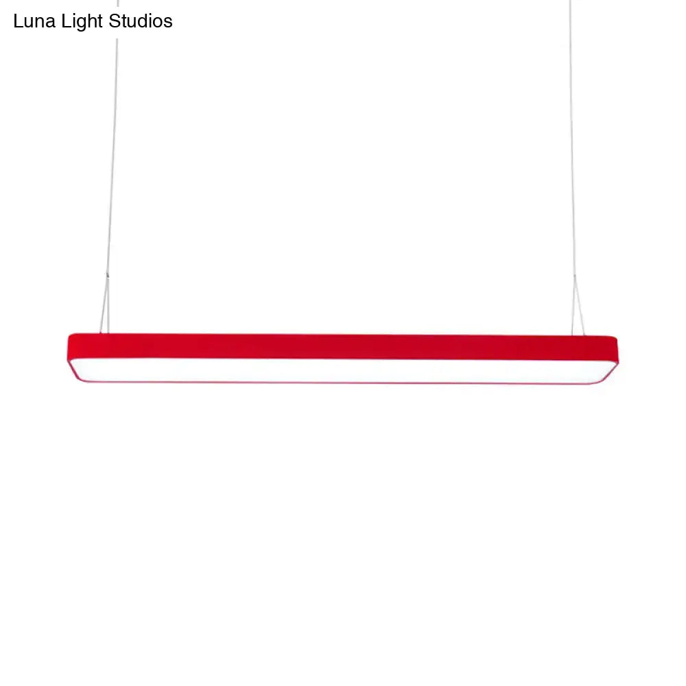 Red rectangular led light fixture for kids room with acrylic shade