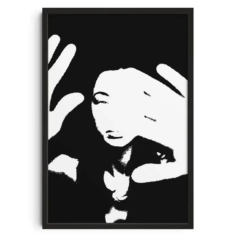 Retro pink & red cerberus abstract canvas print bedroom wall art