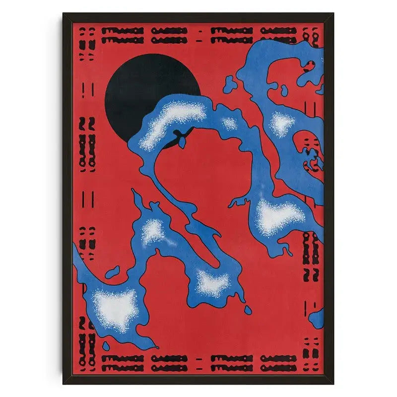 Retro abstract blue canvas print living room eye art