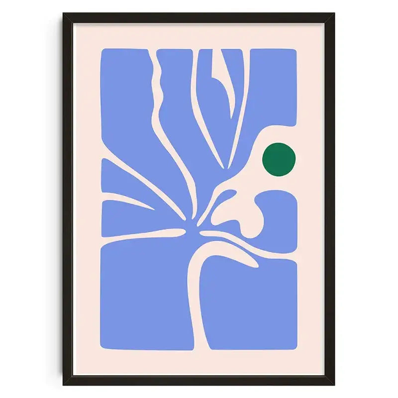 Retro abstract blue & cream canvas print living room wall art