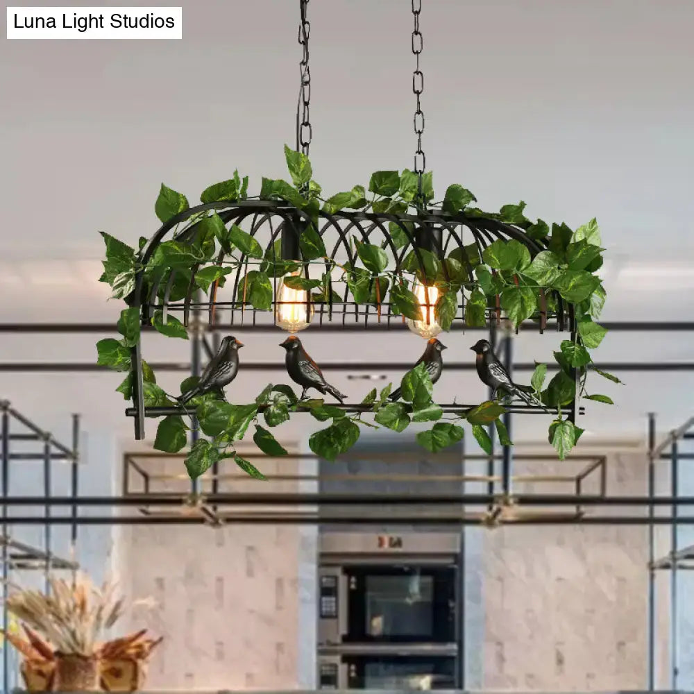 Retro birdcage island light fixture kitchen ivy chandelier black