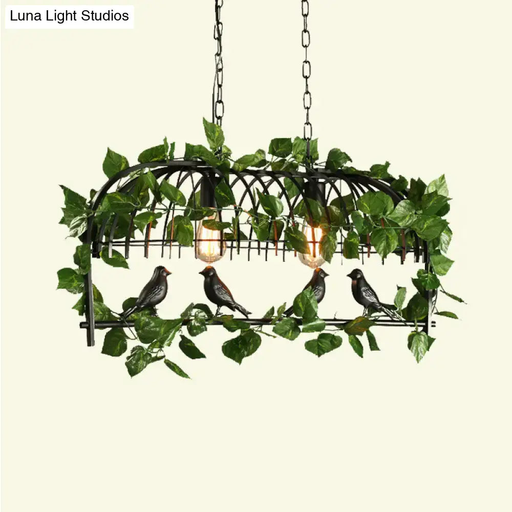 Retro birdcage island light fixture kitchen ivy chandelier black