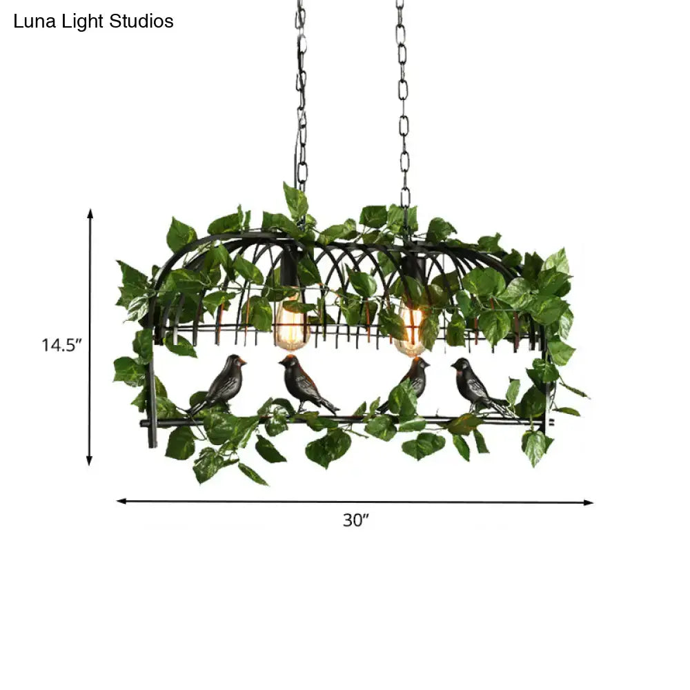 Retro birdcage island light fixture kitchen ivy chandelier black