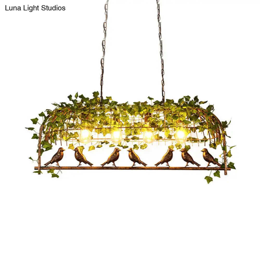 Retro birdcage island light fixture kitchen ivy chandelier black