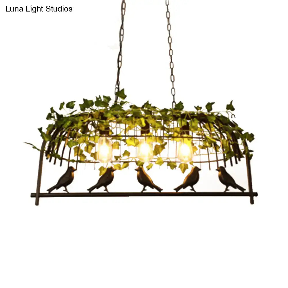 Retro birdcage island light fixture kitchen ivy chandelier black