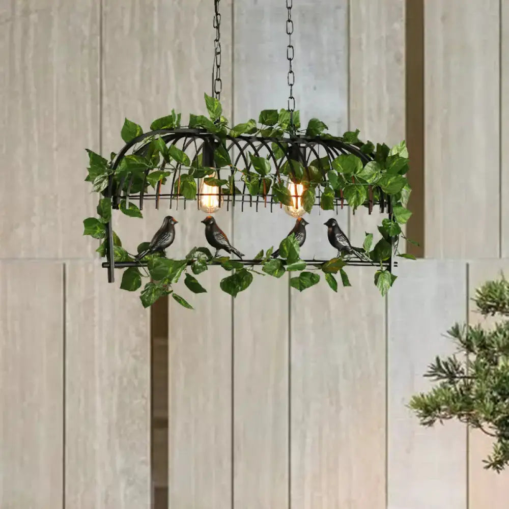 Retro birdcage island light fixture kitchen ivy chandelier black