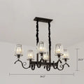 Retro black crystal pendant light dining room iron chandelier