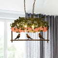 Retro metal birdcage ceiling light with flower decor for dining room