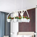 Retro white led island ceiling light with planters dining room