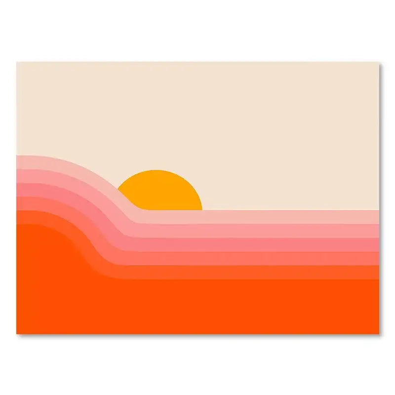 Retro rainbow abstract sunset art prints – living room wall decor