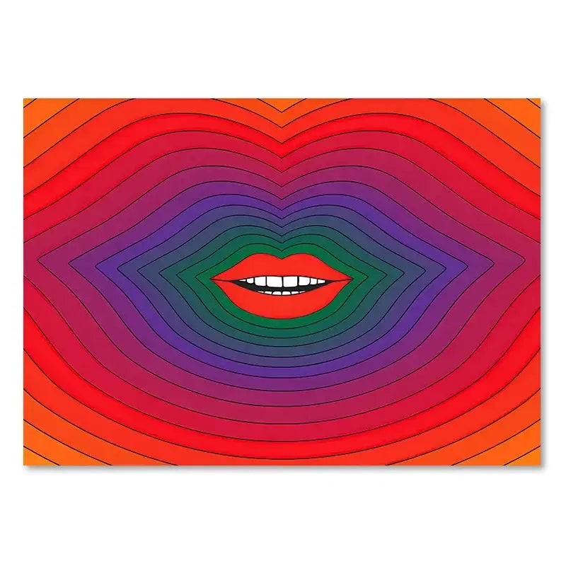 Retro rainbow abstract sunset art prints – living room wall decor