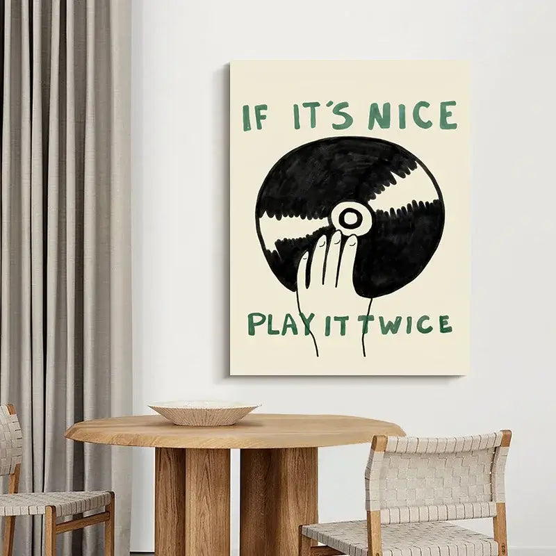 Retro blue record player modern music canvas – living room wall art