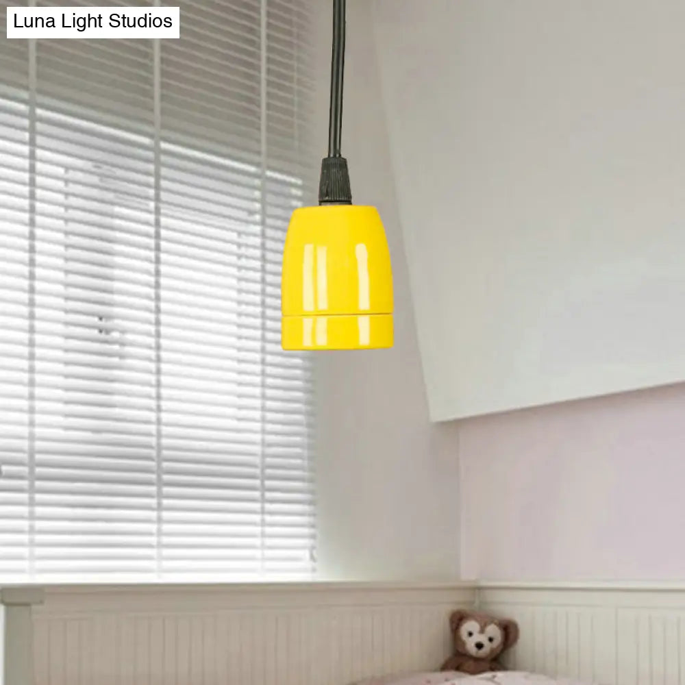 DecorBites™ Retro Style Mini Hanging Pendant Light - Adjustable Cord, Black/Red Ceramic Ceiling Fixture