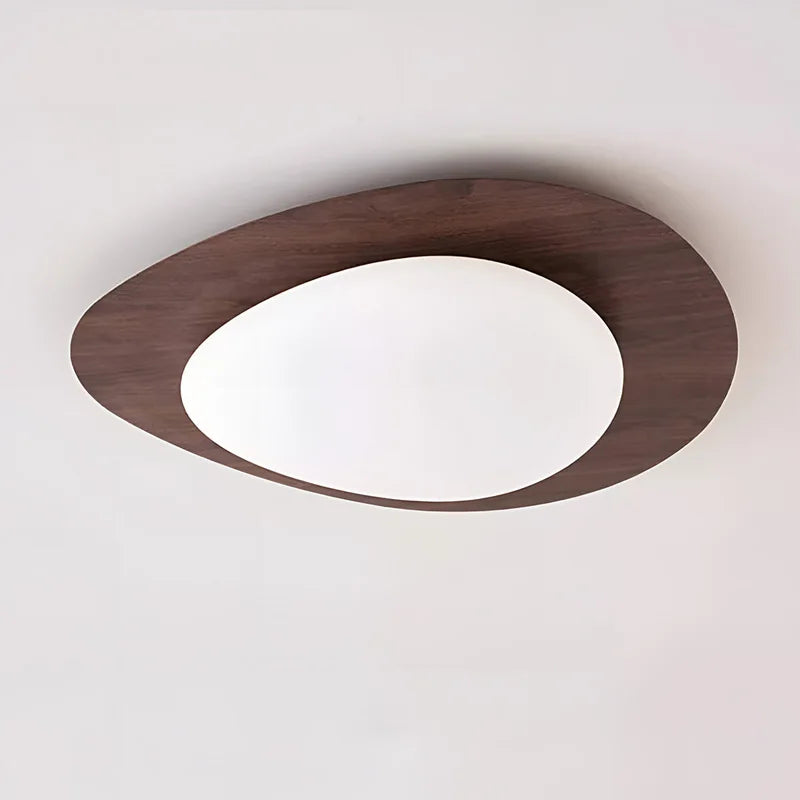 Retro walnut oval acrylic ceiling light for living room