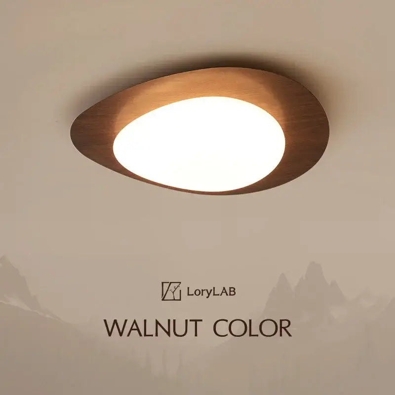 Retro walnut oval acrylic ceiling light for living room