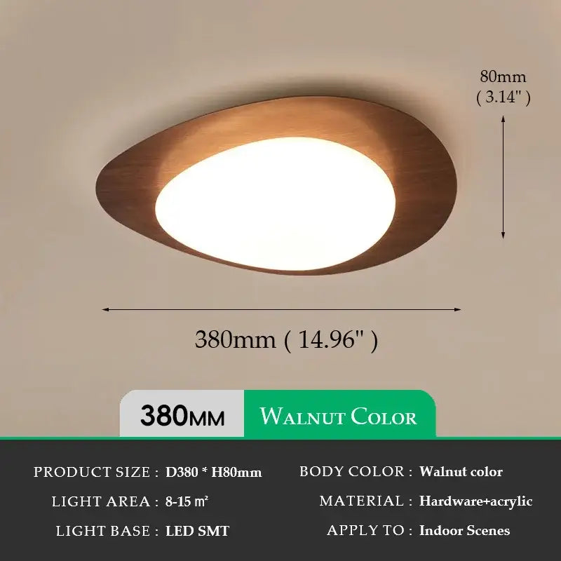 Retro walnut oval acrylic ceiling light for living room