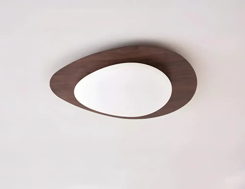 Retro walnut oval acrylic ceiling light for living room