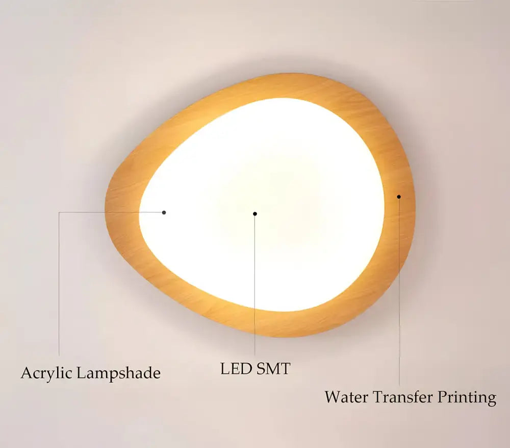 Retro walnut oval acrylic ceiling light for living room