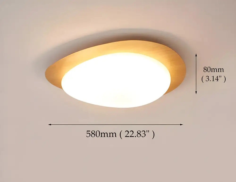 Retro walnut oval acrylic ceiling light for living room