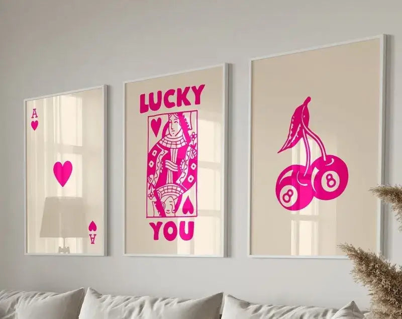 Retro queen of hearts art posters set living room wall art