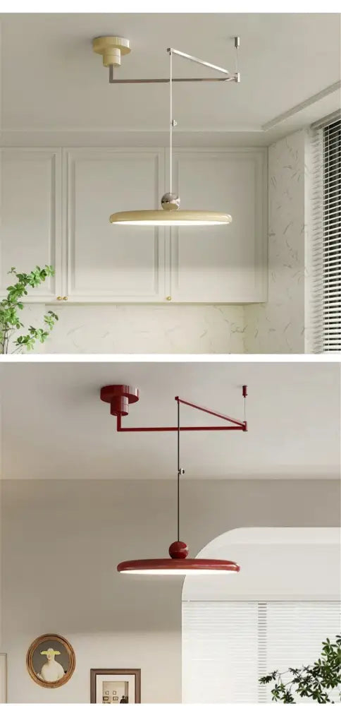 Modern red rotatable led pendant light – kitchen adjustable arm