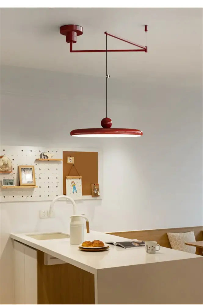 Modern red rotatable led pendant light – kitchen adjustable arm