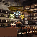 Rustic star hanging lamp with multicolored glass for dining room