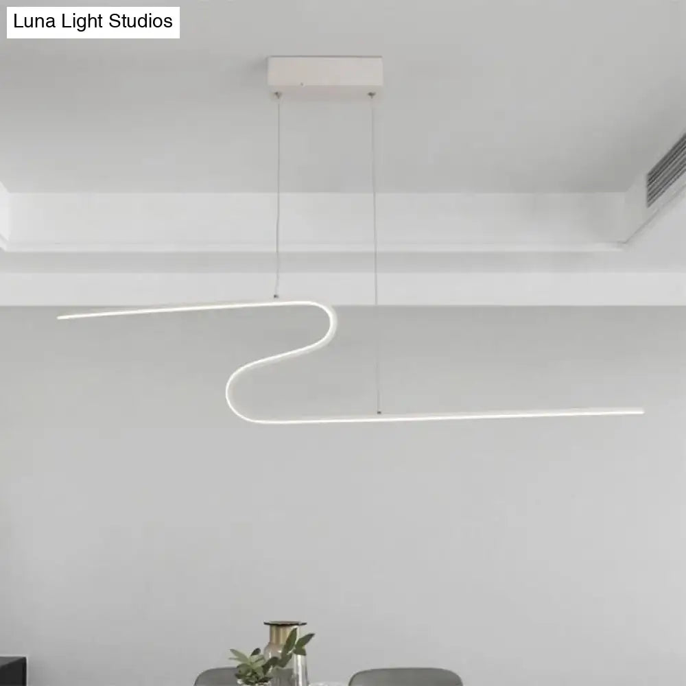 Modern black s-shape island pendant – kitchen warm white light